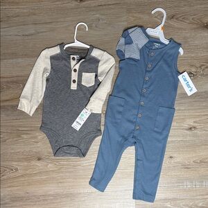 Carter's & Baby BGosh BUNDLE Blue and Gray Kids One Piece Set